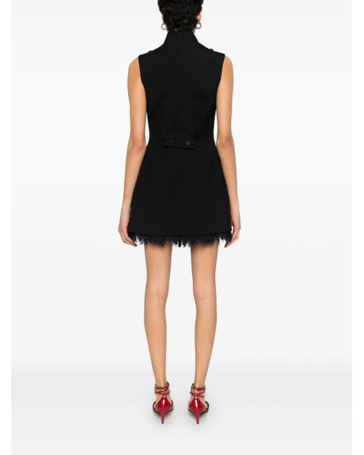 blue and white pattern prom dress Alexander McQueen Fall 2017 Black Knit Ribbed Mini Dress with Red Leat –  Sellier main image 0