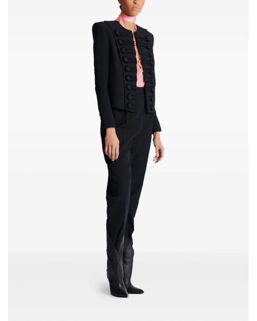 Balmain Black Grain De Poudre Edge-To-Edge Spencer Jacket