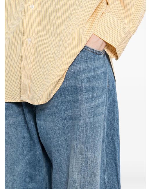 R13 Blue Whiskered Pleated Jeans