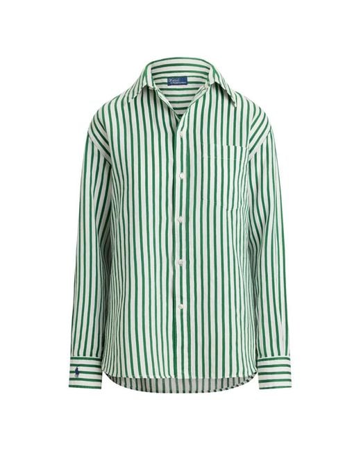 Polo Ralph Lauren Green Striped Pocket Light Shirt