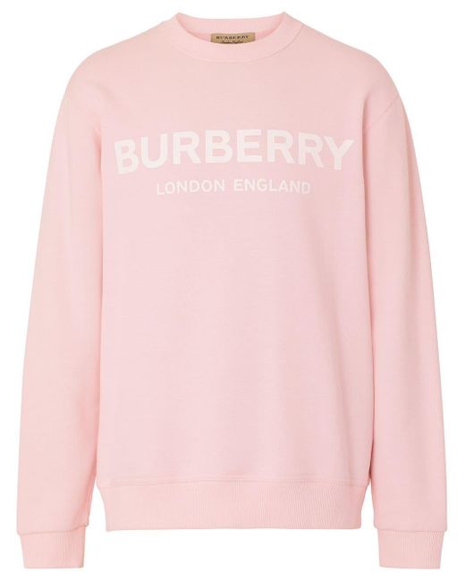 Burberry Pink Men's Logo Crewneck Sweatshirt - Alabaster for men