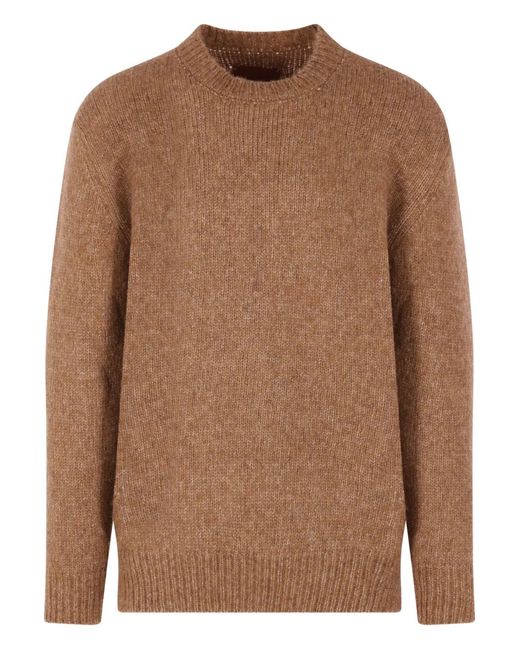 Monitaly Brown Crew-Neck Sweater for men
