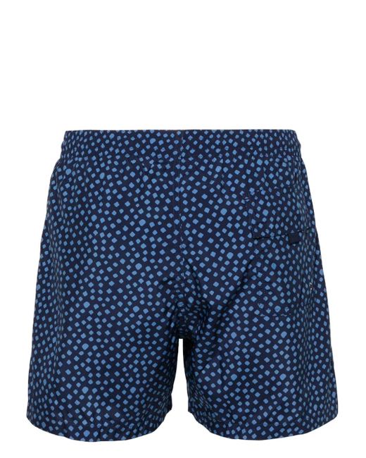 Canali Blue Geometric-Pattern Swim Shorts for men