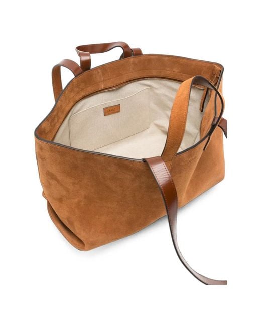 A.P.C. Brown Suede Tote Bag