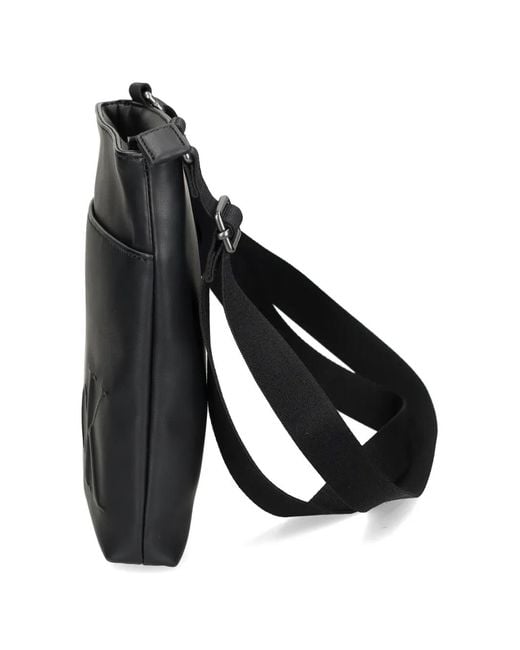 Calvin Klein Black Embossed-Logo Messenger Bag for men