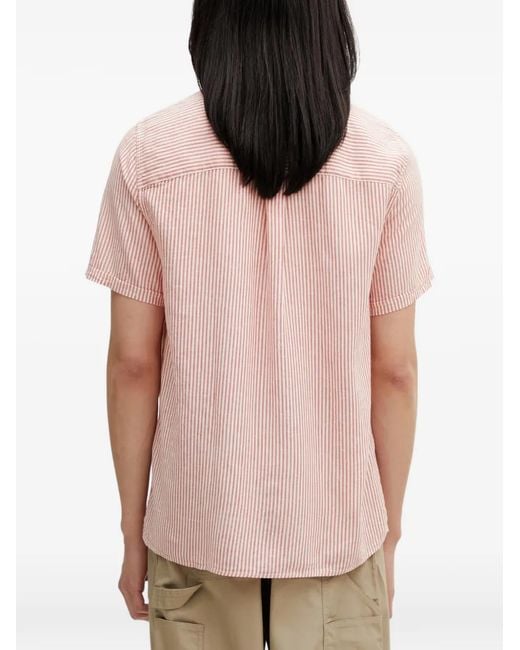 Barbour Pink Deerpark Striped Short-Sleeve Shirt for men