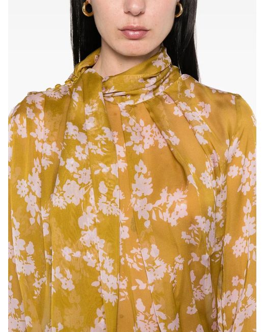 Elisabetta Franchi Metallic Voile Printed Blouse