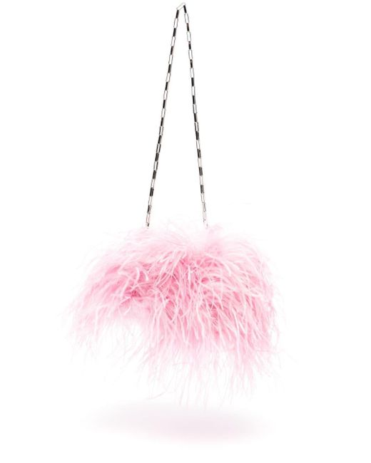 The Attico Pink Midnight Feather Clutch Bag - Women's - Calf Leather/polyester/polyurethane/marabou Featherscottonpolyester