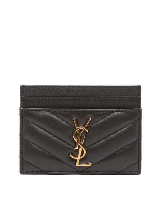Saint Laurent Black Cassandre Leather Card Case