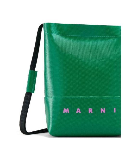 Marni Zweifarbige Schultertasche mit Logo-Print in Green für Herren
