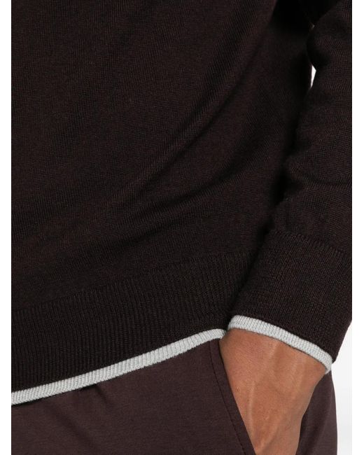 Eleventy Black Raglan-Sleeve Tipped-Trim Sweater for men