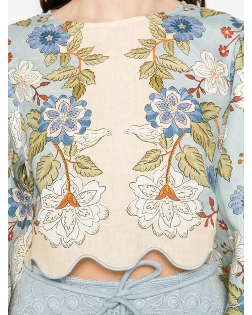 Farm Rio White Garden Linen Blouse
