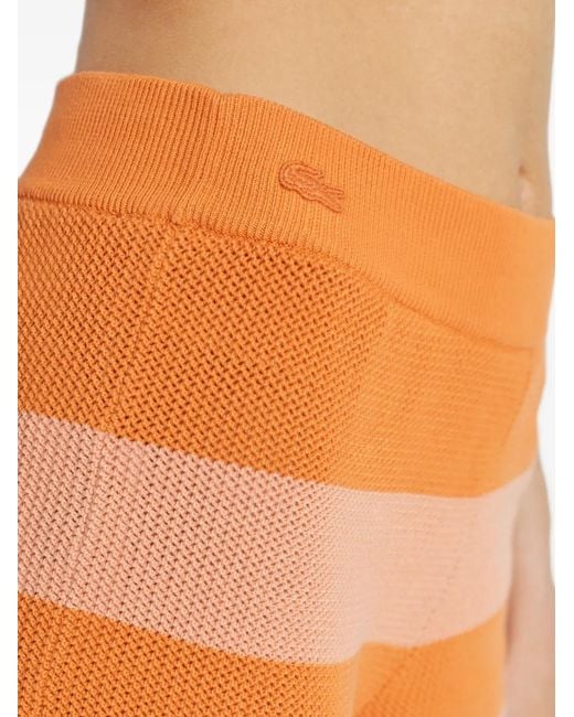Lacoste Orange Horizontal-Stripe Knitted Shorts