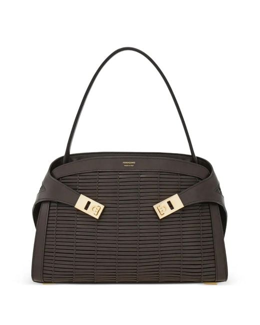 Ferragamo Black Hug Soft Shoulder Bag (M)