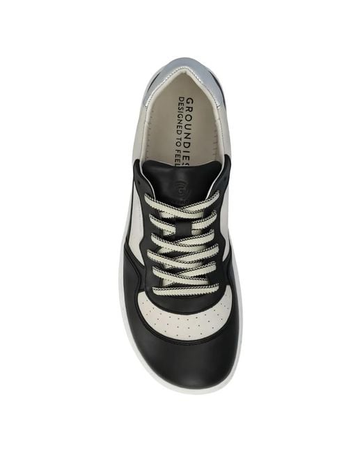 Groundies White Panelled Perforated Sneakers