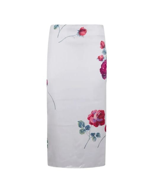 N°21 White Floral-Print Midi Skirt