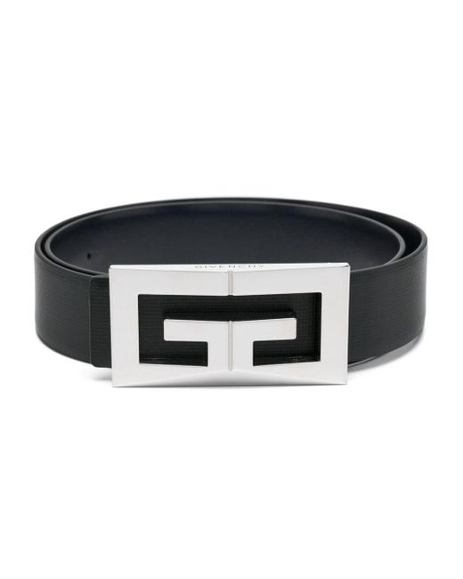 Givenchy Black Leather Logo-Buckle Adjustable Belt for men