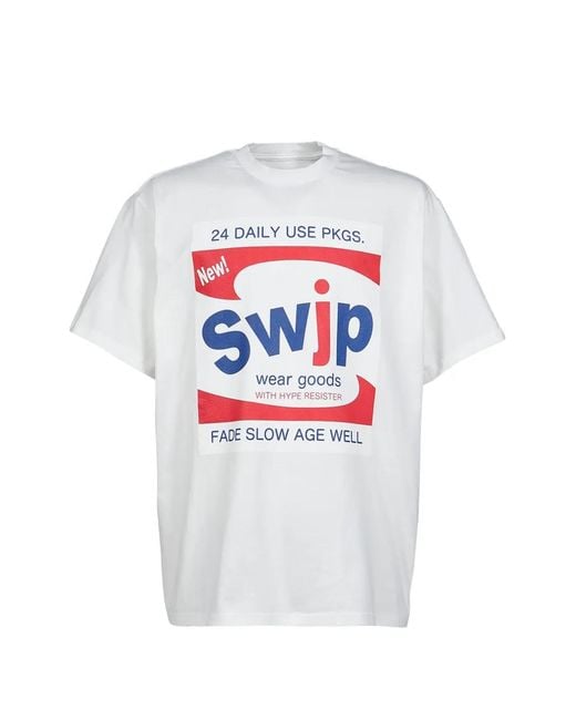 SWJP White Warhol Graphic-Print Cotton T-Shirt for men