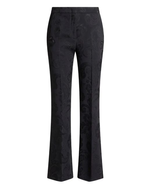 Etro Blue Jacquard Flared Trousers