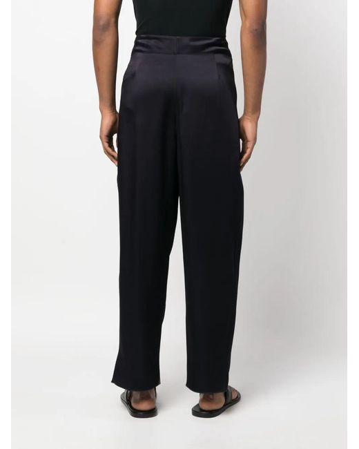 Saint Laurent Blue Silk Tailored Trousers for men