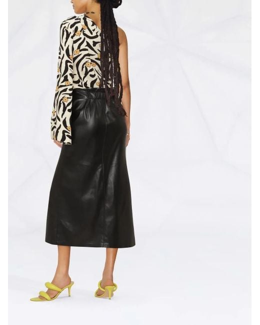 Nanushka Black Vegan-Leather Wrap Skirt