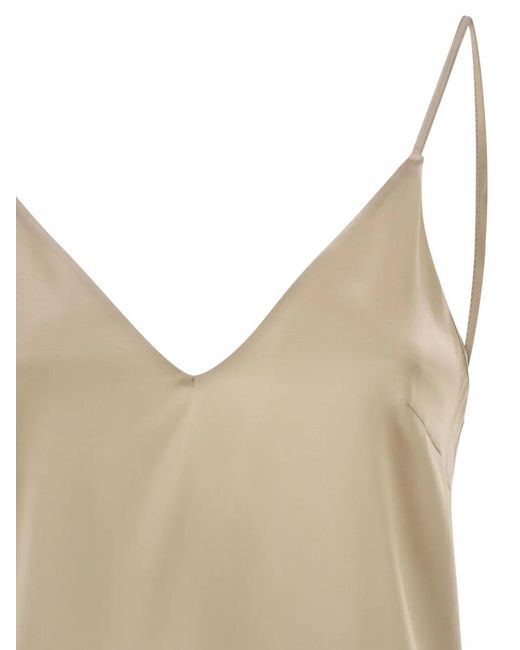 Brunello Cucinelli Natural Stretch Silk Satin Top
