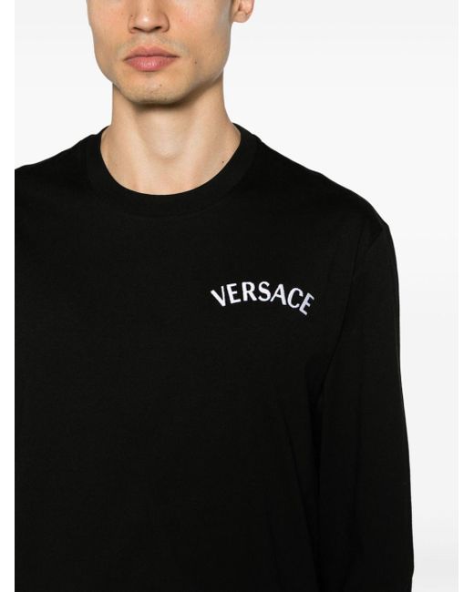 Versace T-Shirt mit Logo-Stickerei in Black für Herren