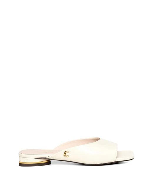 Coccinelle White Logo-Plaque Leather Sandals