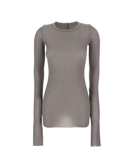 Rick Owens Gray Long-Sleeves Top