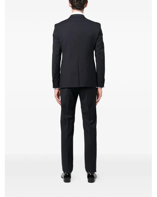 Tagliatore Black Double-Breasted Peak-Lapel Suit for men