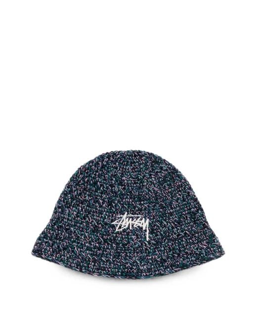 Stussy Blue Hemp Stock Logo-Embroidered Bucket Hat