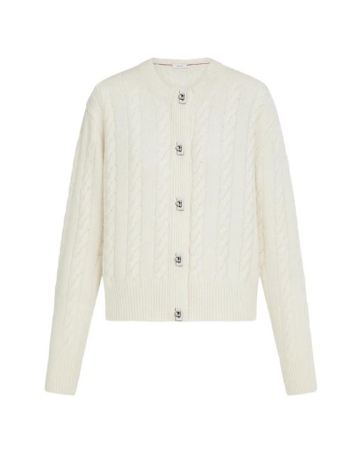 Ferragamo White Cable-Knit Cardigan
