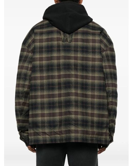 Willy Chavarria Black Ganadero Hooded Flannel Overshirt for men