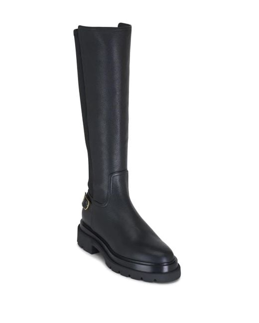 Santoni Black Leather Boots