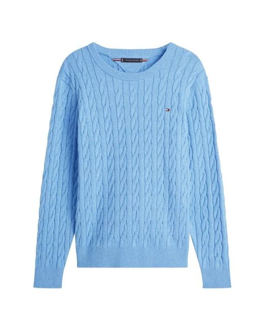 Tommy Hilfiger Blue Cable-Knit Cotton Sweater for men