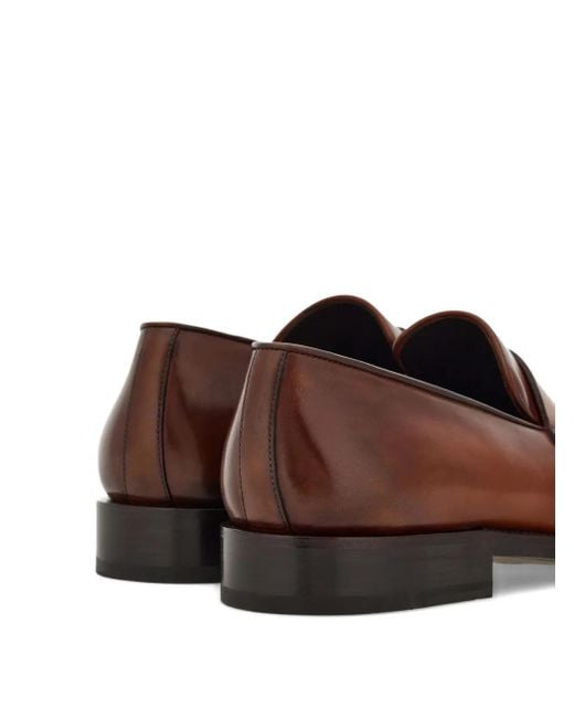 Ferragamo Brown Tramezza Penny Loafers for men