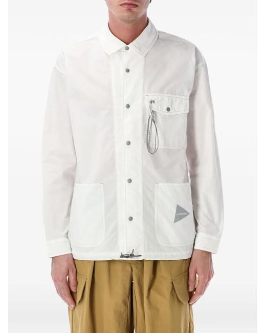 And Wander Gray Flap-Pocket Overshirt for men