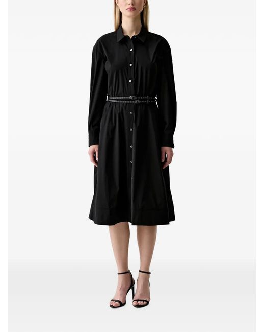 DKNY Black Button-Down Shirt Midi Dress