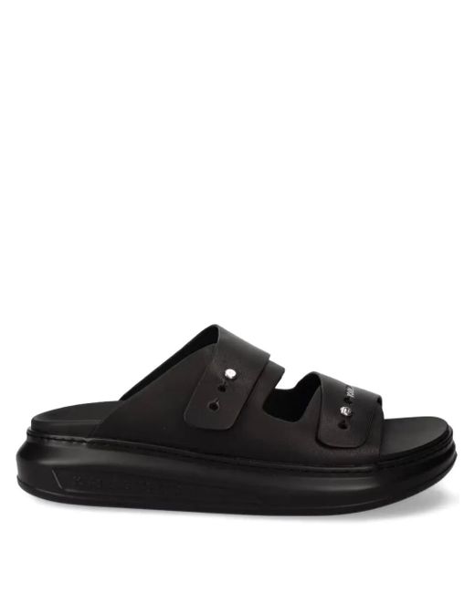 Karl Lagerfeld Black Leather Slides for men