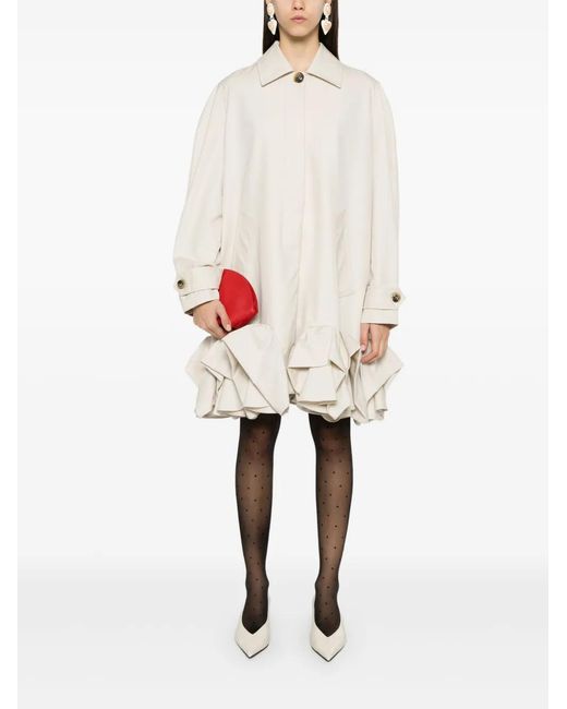 Viktor & Rolf White Ruffled Trench Coat