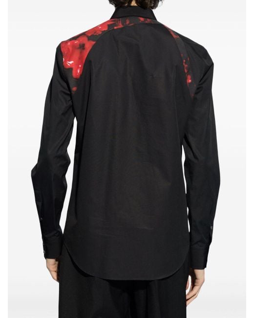 Alexander McQueen Black Harness Cotton Poplin Shirt for men