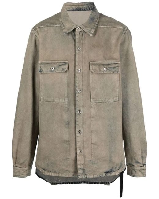 Stonewashed denim shirt Rick Owens de hombre de color Gray
