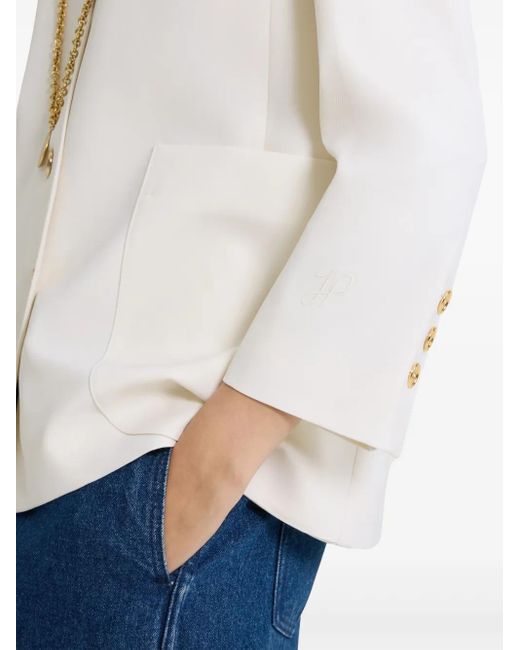 Patou White Collarless Twill Jacket