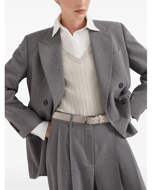 Brunello Cucinelli Gray Suede Belt