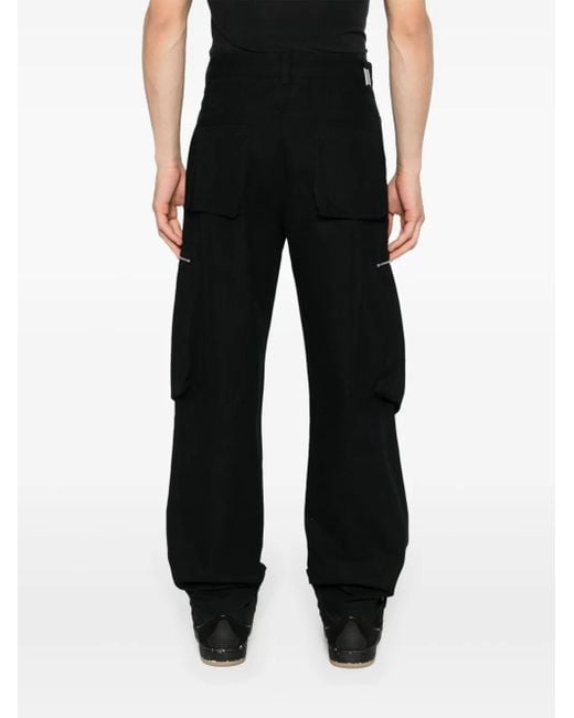 Represent Black Herringbone Straight-Leg Trousers for men