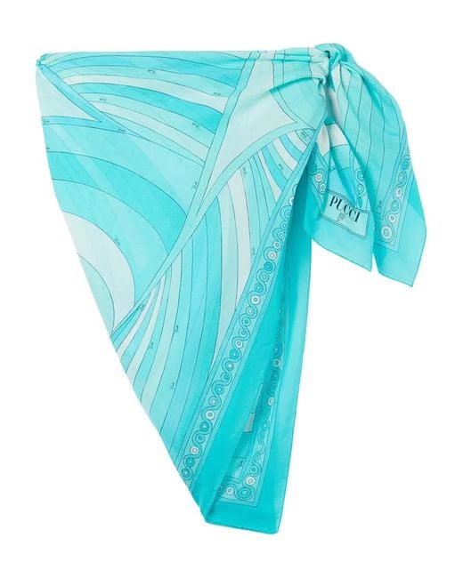Emilio Pucci Blue Iride-Print Sarong