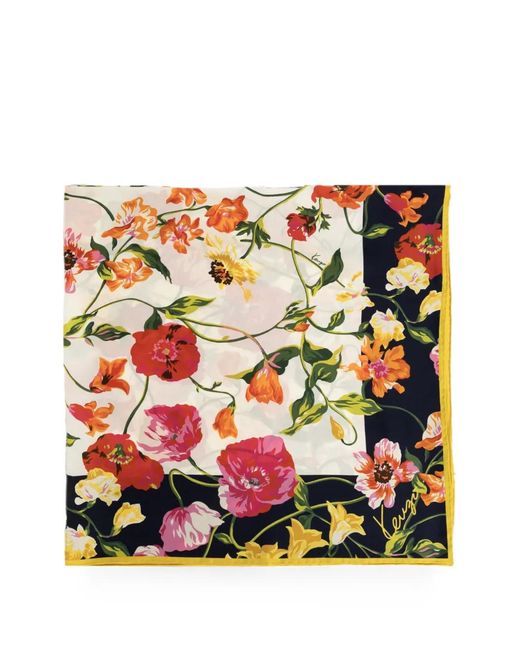 KENZO Natural Floral-Print Silk Scarf