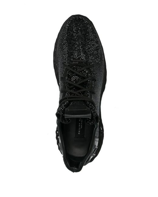 Philipp Plein Black Skeleton Caviar Low-Top Sneakers for men