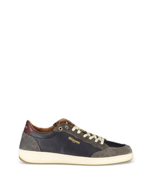 Blauer White Suede-Panelled Sneakers for men