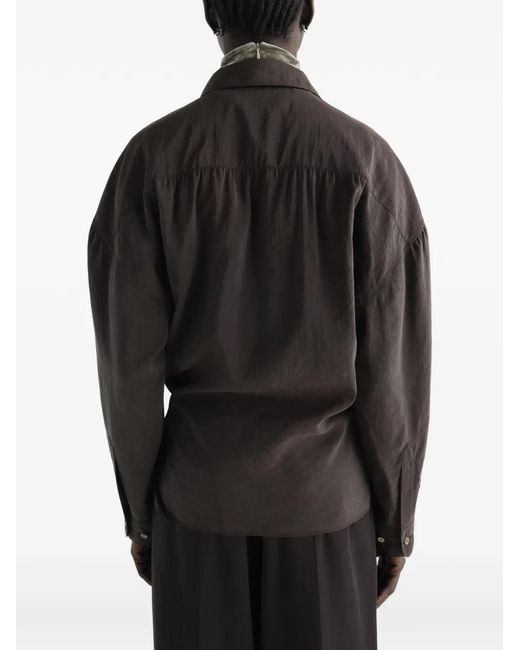 Lemaire Gray Straight Collar Twisted Shirt